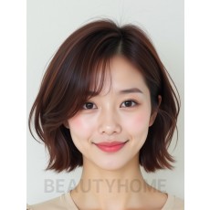 마호가니 귀밑 인버티드 단발+사이드뱅