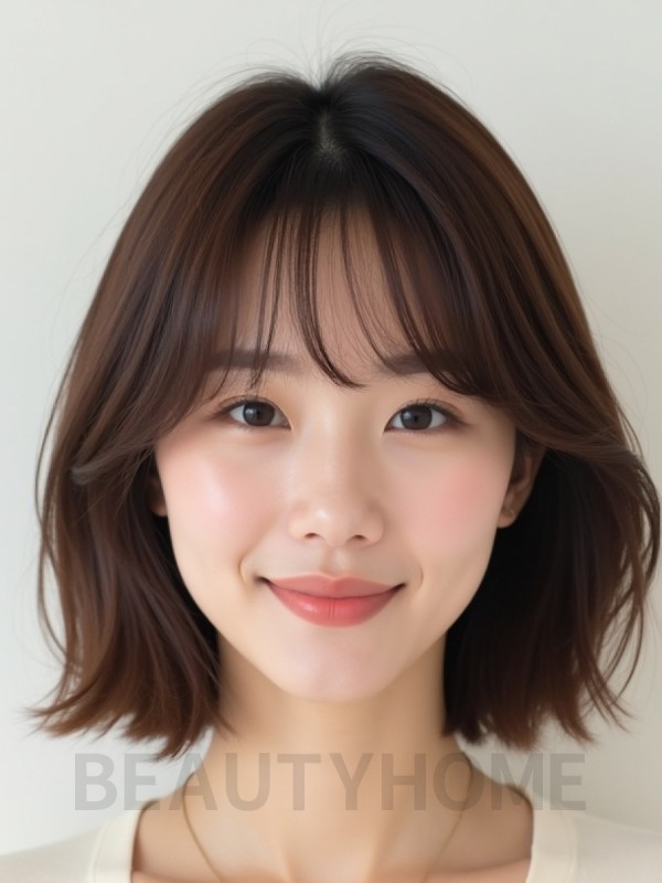 쇄골 스트레이트 단발+풀뱅