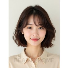 초콜릿 브라운 턱선 인버티드 단발