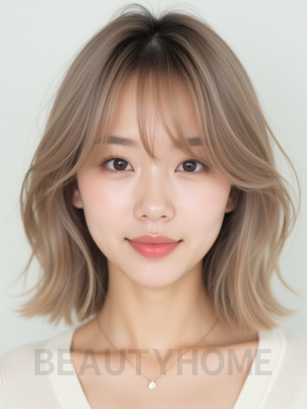 어깨 웨이브 단발+사이드뱅
