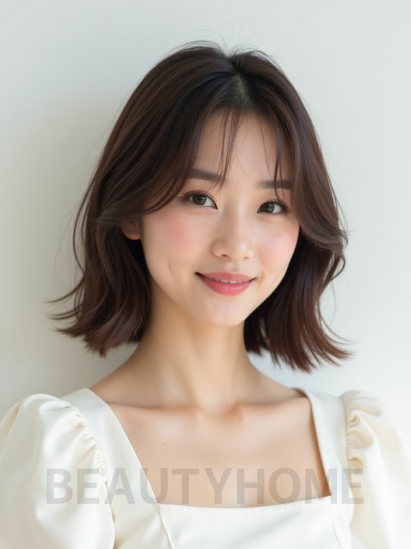 애쉬 브라운 어깨 레이어+시스루뱅