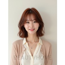 쇄골 그라데이션 단발+시스루뱅