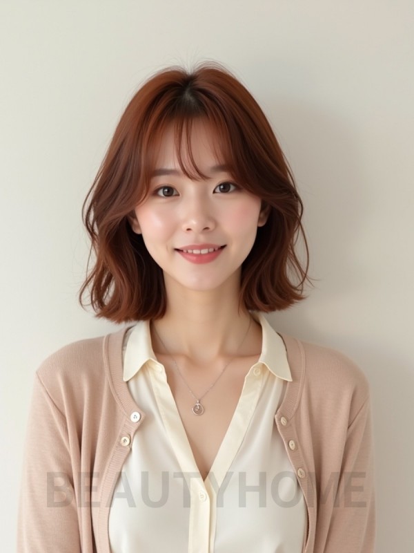 쇄골 그라데이션 단발+시스루뱅