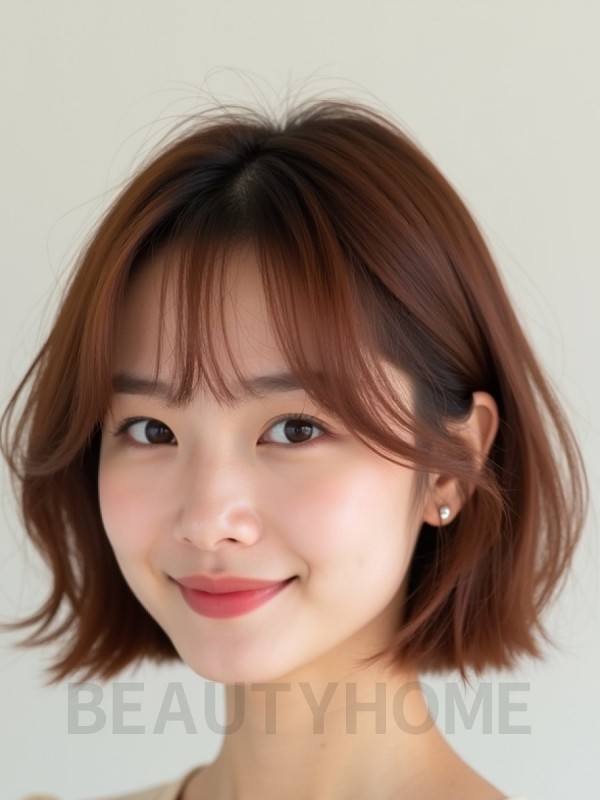 턱밑 그라데이션 단발+풀뱅