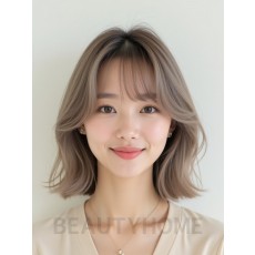 토프 브라운 턱선 스트레이트 단발+사이드뱅