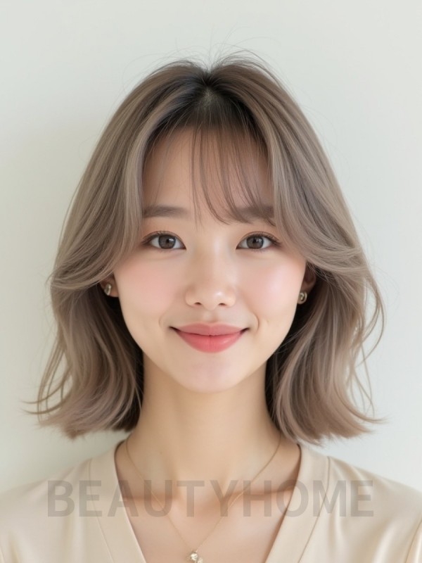 토프 브라운 턱선 스트레이트 단발+사이드뱅