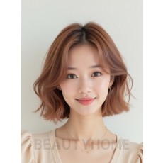 로즈 브라운 귀밑 컬 단발
