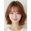 베이지 브라운 턱밑 스트레이트 단발+시스루뱅