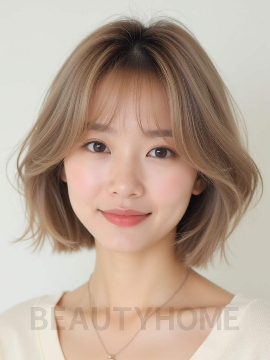 턱선 텍스처 단발+시스루뱅