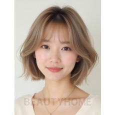 턱선 텍스처 단발+시스루뱅