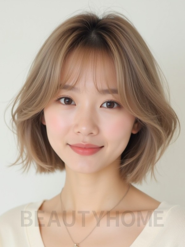 턱선 텍스처 단발+시스루뱅