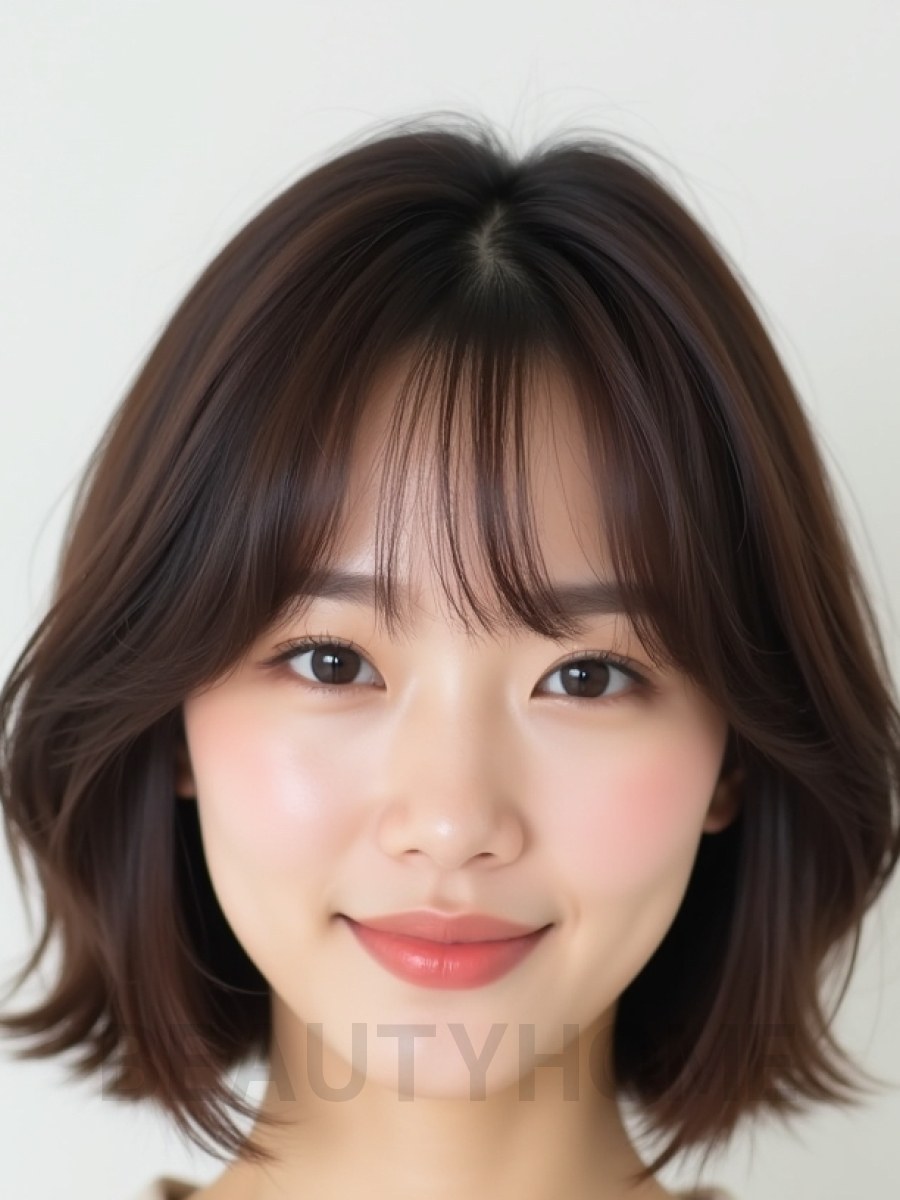 턱밑 텍스처 단발+뱅