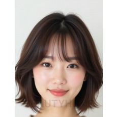 턱밑 텍스처 단발+뱅