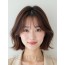 베이지 브라운 턱밑 텍스처 단발+시스루뱅