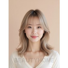 머쉬룸 블론드 미디엄 레이어+풀뱅