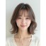 그레ige 브라운 어깨 그라데이션 단발+시스루뱅