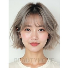 애쉬 브라운 귀밑 텍스처 단발+뱅