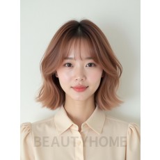 로즈 브라운 어깨 인버티드 단발+뱅