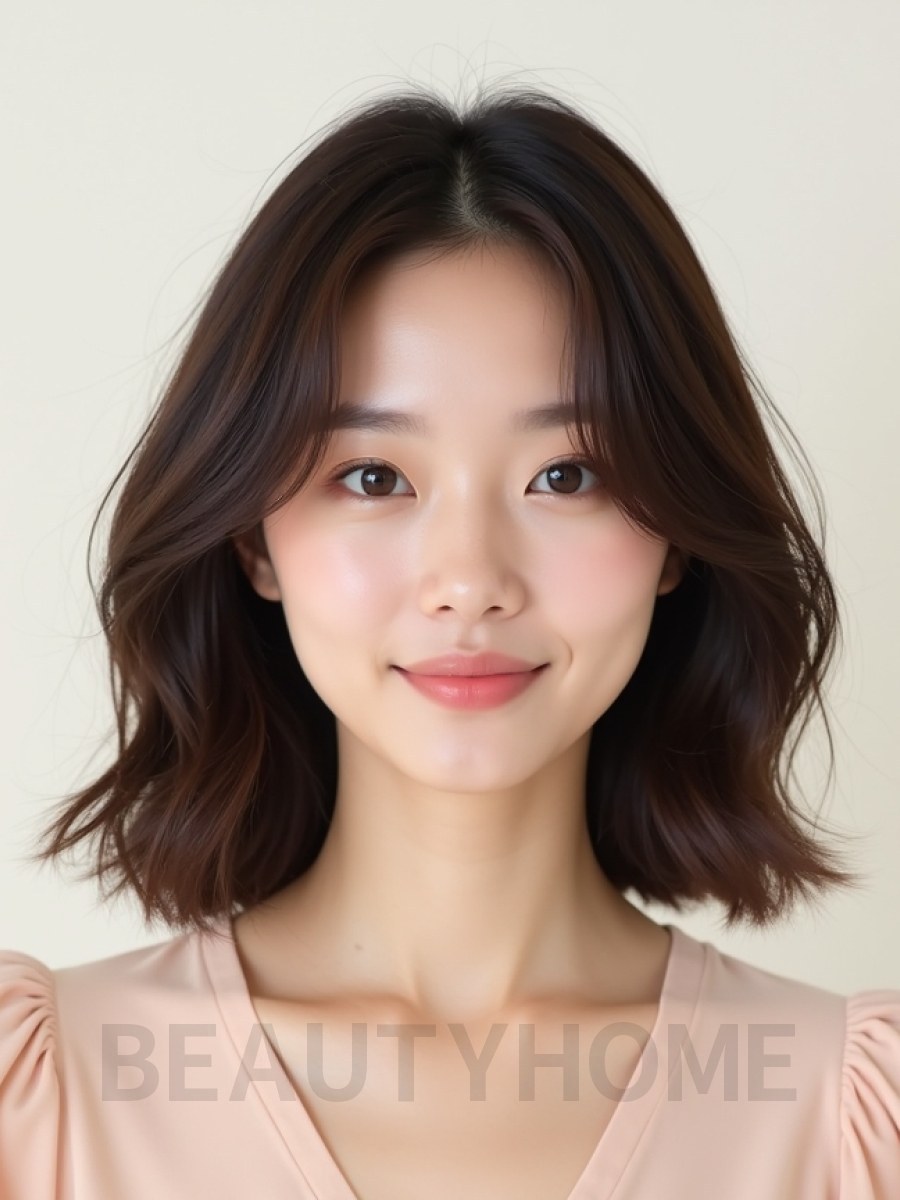 초콜릿 브라운 귀밑 레이어드 단발