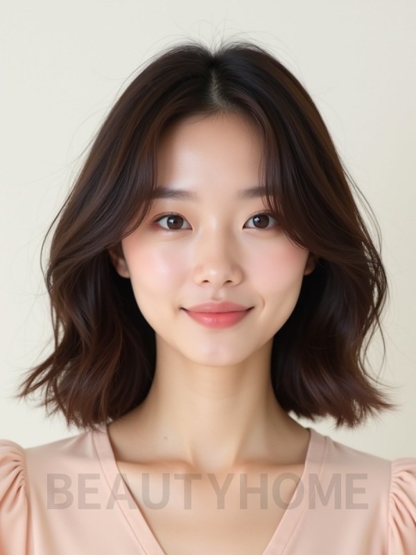 초콜릿 브라운 귀밑 레이어드 단발