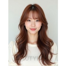 긴 웨이브+풀뱅