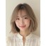 베이지 브라운 쇄골 스트레이트 단발+사이드뱅
