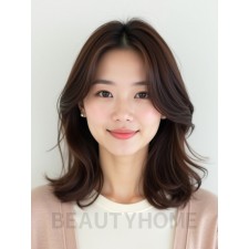 초콜릿 브라운 쇄골 웨이브+사이드