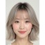애쉬 블론드 턱밑 그라데이션 단발+커튼뱅