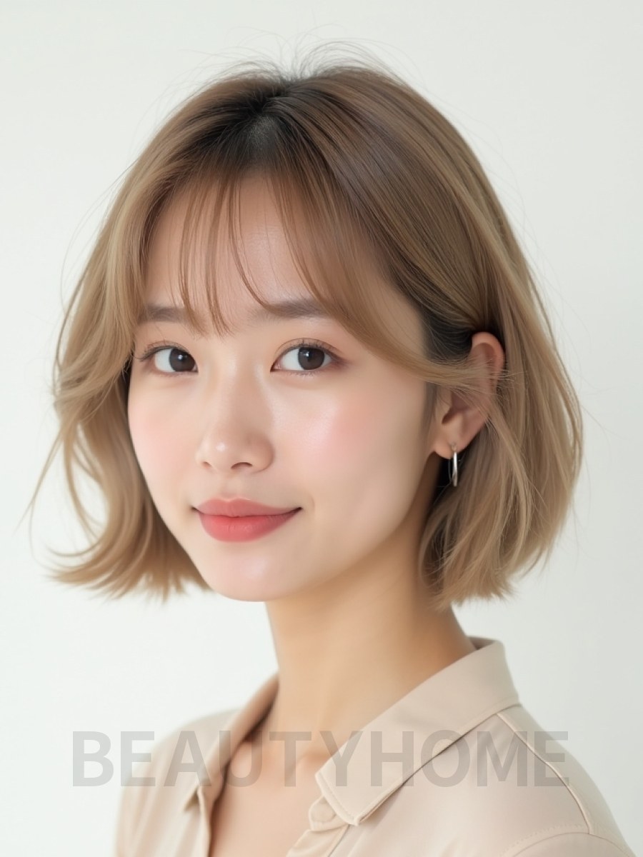 귀밑 인버티드 단발+풀뱅
