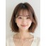베이지 브라운 어깨 스트레이트 단발+시스루뱅