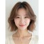 밀크티 브라운 쇄골 비대칭 단발+커튼뱅