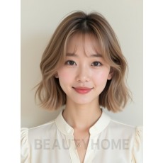 턱선 컬 단발+시스루뱅