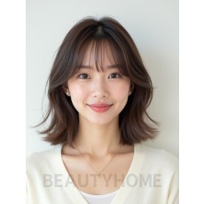 애쉬 브라운 쇄골 그라데이션 단발+뱅