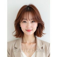 어깨 블런트 단발+시스루뱅