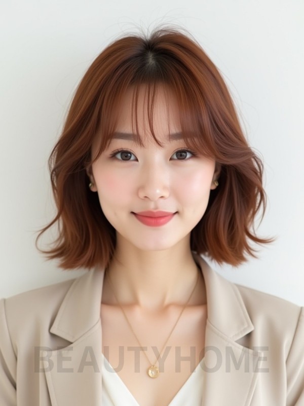 어깨 블런트 단발+시스루뱅