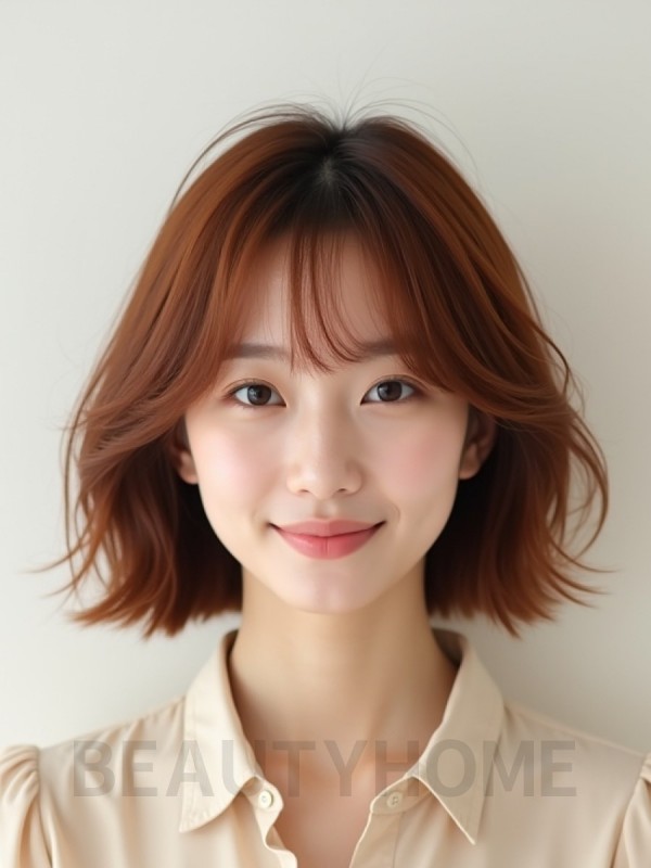 턱선 그라데이션 단발+풀뱅