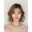 베이지 브라운 귀밑 웨이브 단발