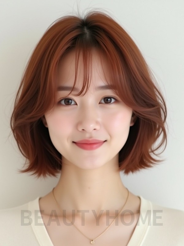 턱선 스택 단발+커튼뱅
