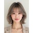 토프 브라운 턱밑 비대칭 단발+시스루뱅