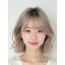 애쉬 블론드 턱선 레이어드 단발+사이드뱅