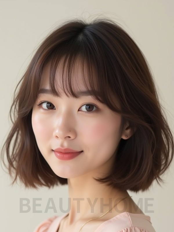 턱선 인버티드 단발+풀뱅