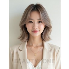 토프 브라운 어깨 비대칭 단발