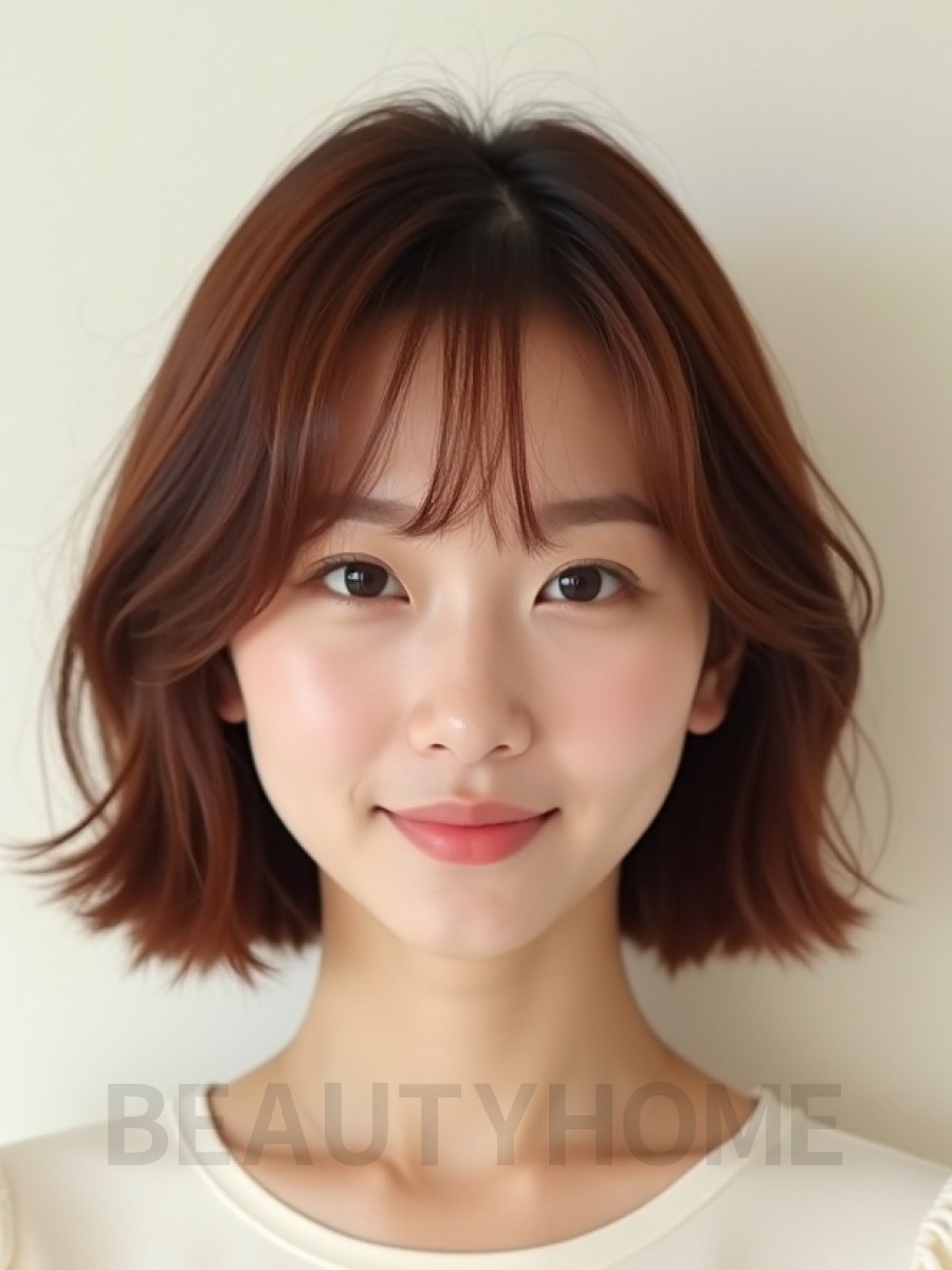 턱밑 인버티드 단발+사이드뱅