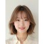 베이지 브라운 쇄골 블런트 단발+시스루뱅