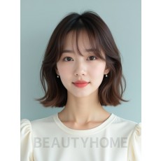 애쉬 브라운 어깨 그라데이션 단발+풀뱅