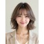 그레ige 브라운 어깨 스트레이트 단발+풀뱅