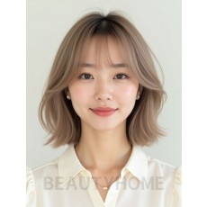 어깨 스택 단발+시스루뱅