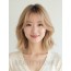 샌드 블론드 어깨 그라데이션 단발+사이드뱅