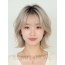 애쉬 블론드 턱선 비대칭 단발+사이드뱅