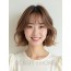 베이지 브라운 어깨 컬 단발+풀뱅